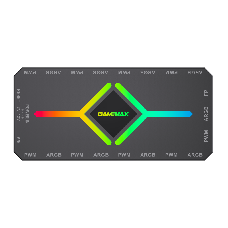 GameMax V4 ARGB PWM 9-Port Fan HUB - Black GameMax V4 ARGB PWM 9-Port Fan HUB - Black